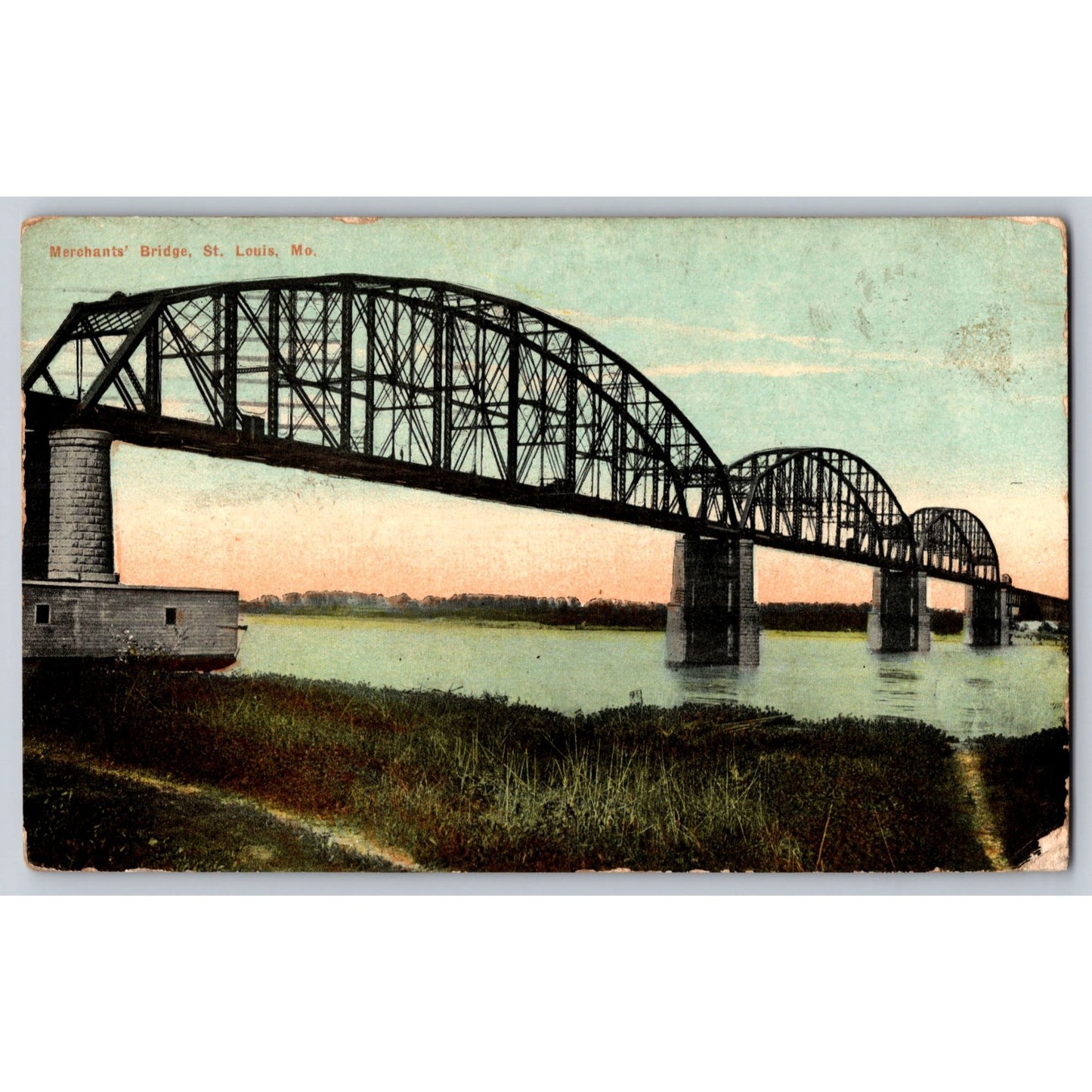 St Louis MO Missouri Merchants Bridge Trail Railroad 1911 Divided Back Postcard