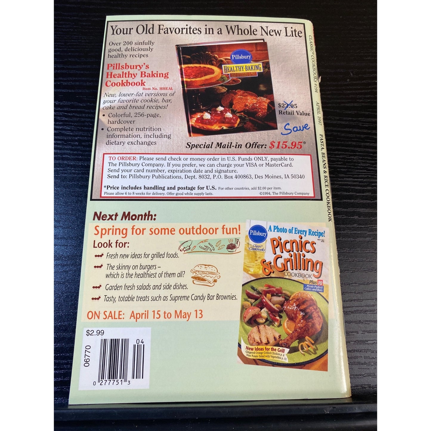 Pillsbury Classic Pasta Beans & Rice Recipes Cookbook Booklet Apr 1997