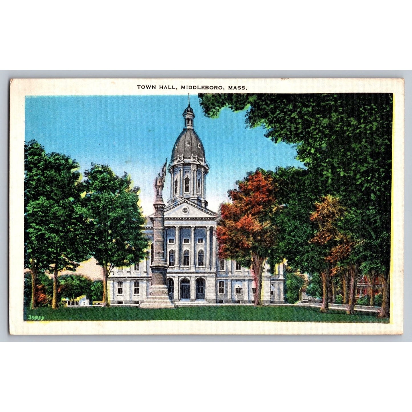 Middleboro MA Massachusetts Town Hall Scenic View White Border Postcard Unused