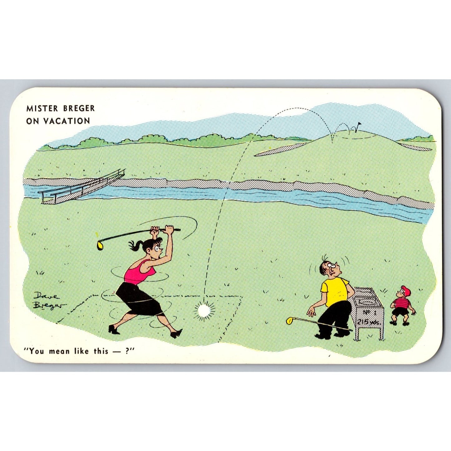 Comic Postcard Humorous Cartoon Mister Breger On Vacation Golf 1950s Dave Breger