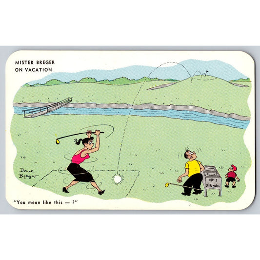 Comic Postcard Humorous Cartoon Mister Breger On Vacation Golf 1950s Dave Breger