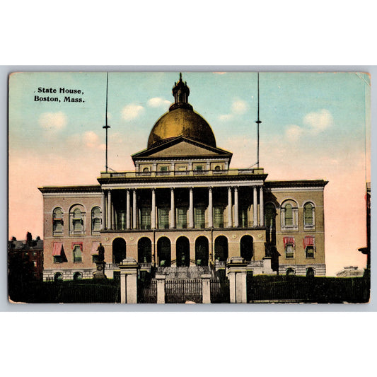 Boston MA Massachusetts State House Divided Back Postcard Unused Tichnor Bros