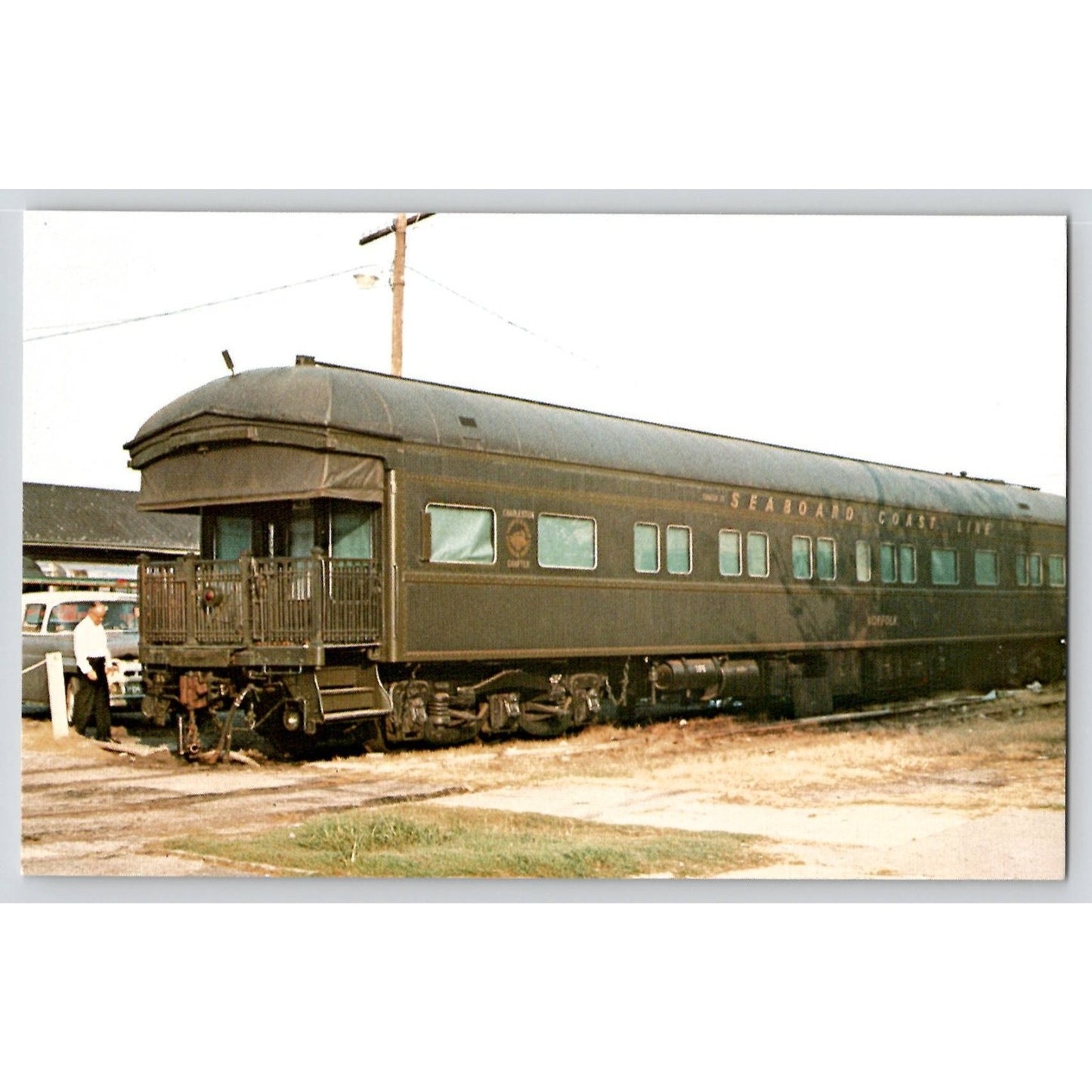 Norfolk VA Virginia Seaboard Coast Line Railroad Office Car Chrome Postcard