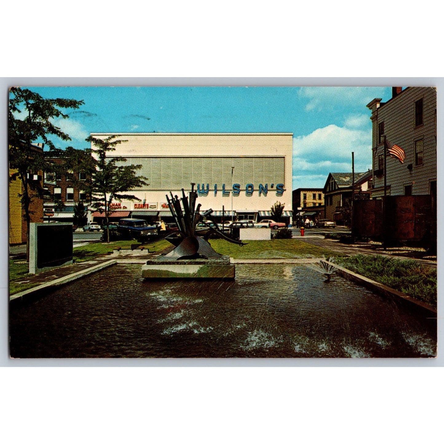 Greenfield MA Massachusetts Veterans Memorial Mall 1970s Chrome Postcard Used