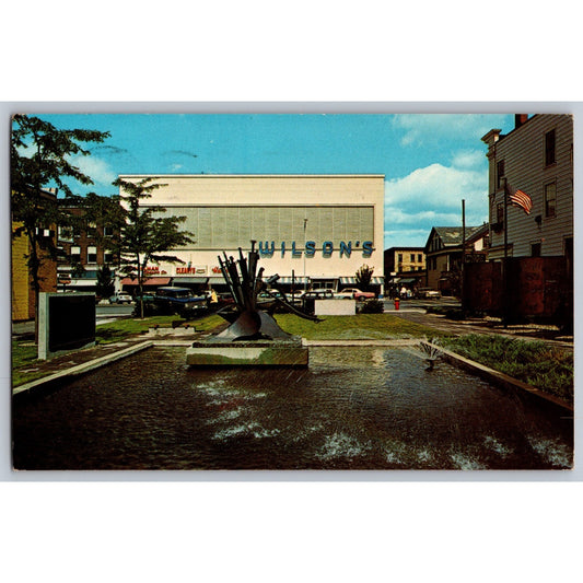 Greenfield MA Massachusetts Veterans Memorial Mall 1970s Chrome Postcard Used