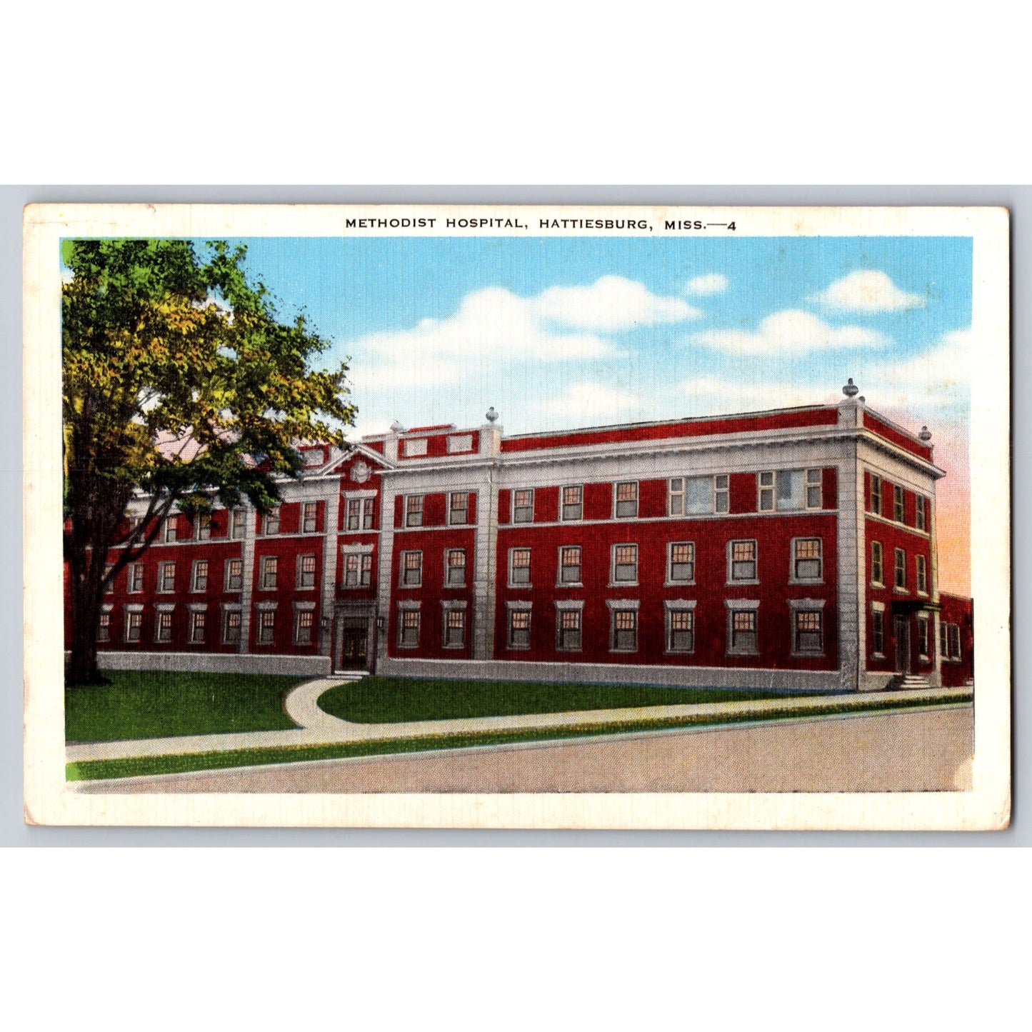 Hattiesburg MS Mississippi Methodist Hospital White Border Postcard Unused