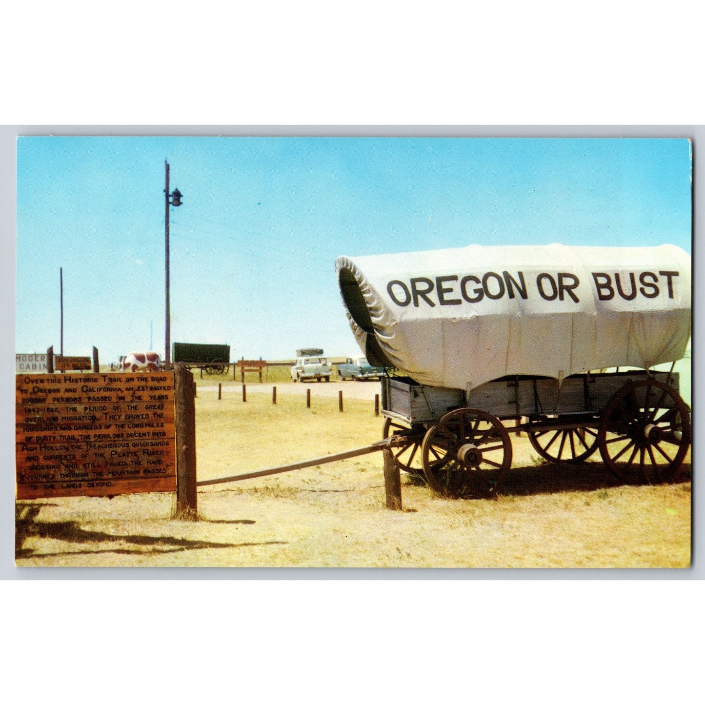 Brule NE Nebraska Oregon Or Bust Covered Wagon Chrome Postcard Unused Tom Reed