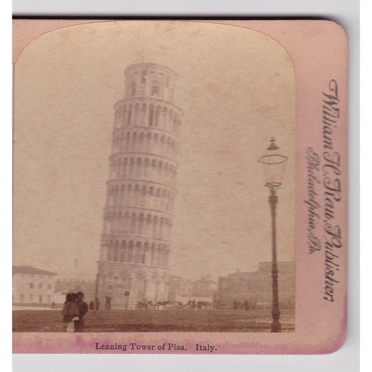 Leaning Tower of Pisa Italy Stereoview William H. Rau 1900s Italy