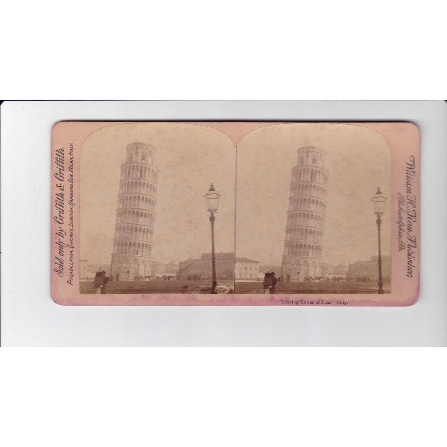 Leaning Tower of Pisa Italy Stereoview William H. Rau 1900s Italy