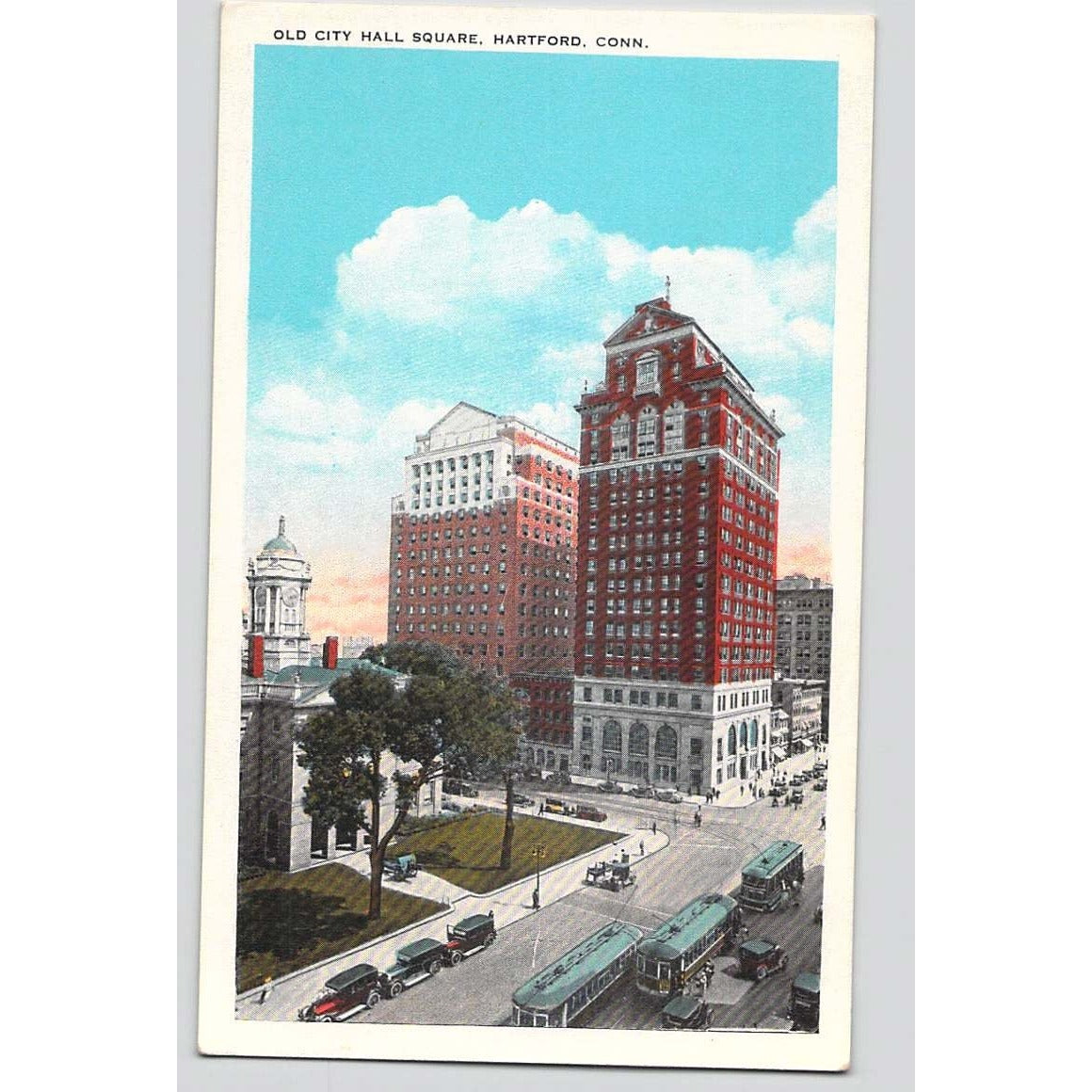 Hartford CT Connecticut Old City Hall Square 1930s White Border Postcard Unused