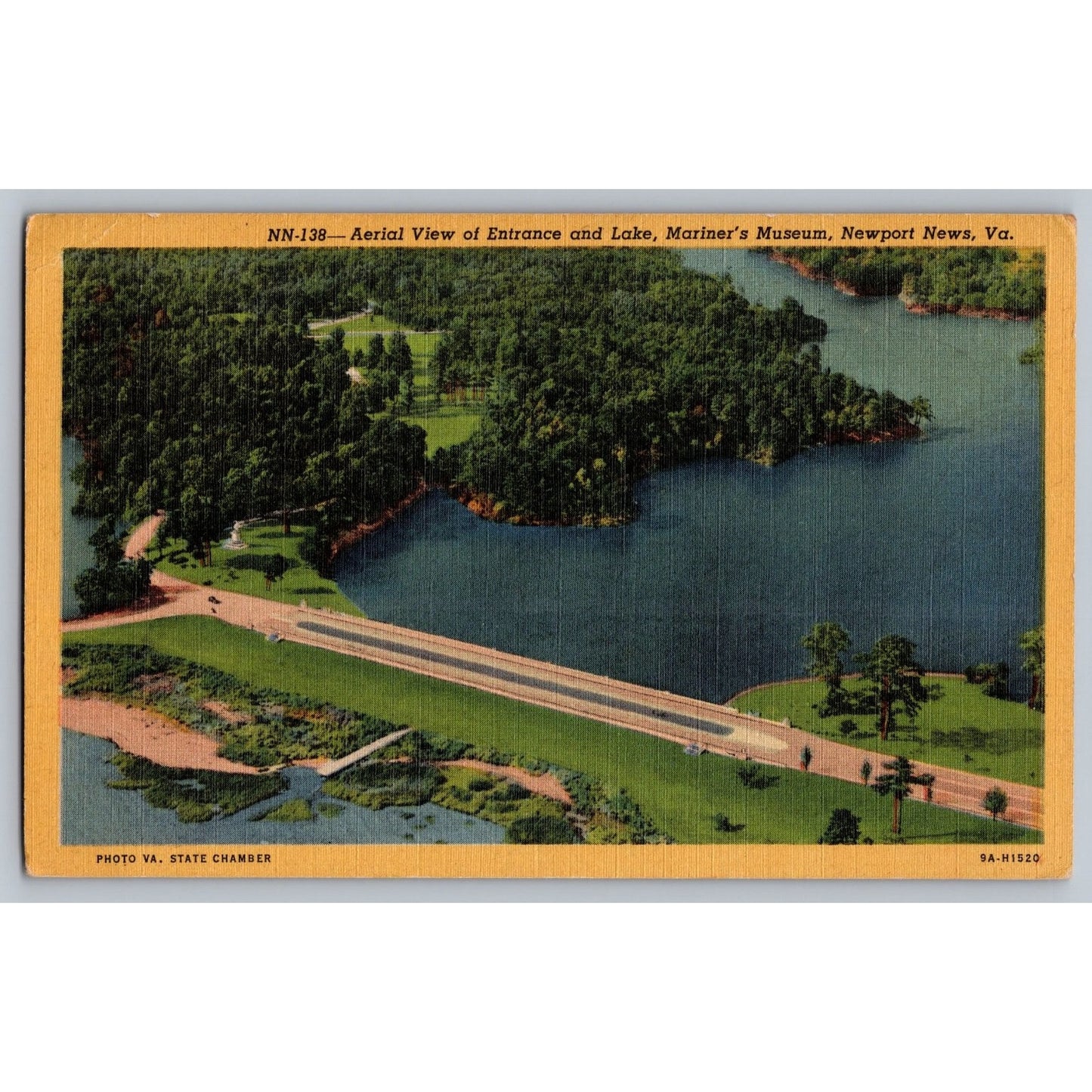 Newport News VA Virginia Mariner's Museum Aerial View White Border Postcard
