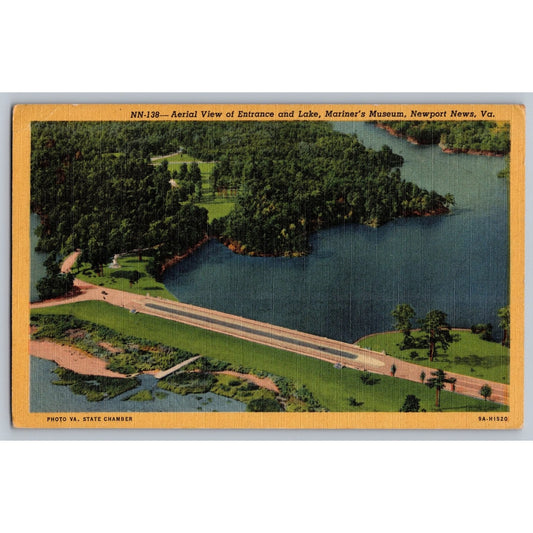 Newport News VA Virginia Mariner's Museum Aerial View White Border Postcard