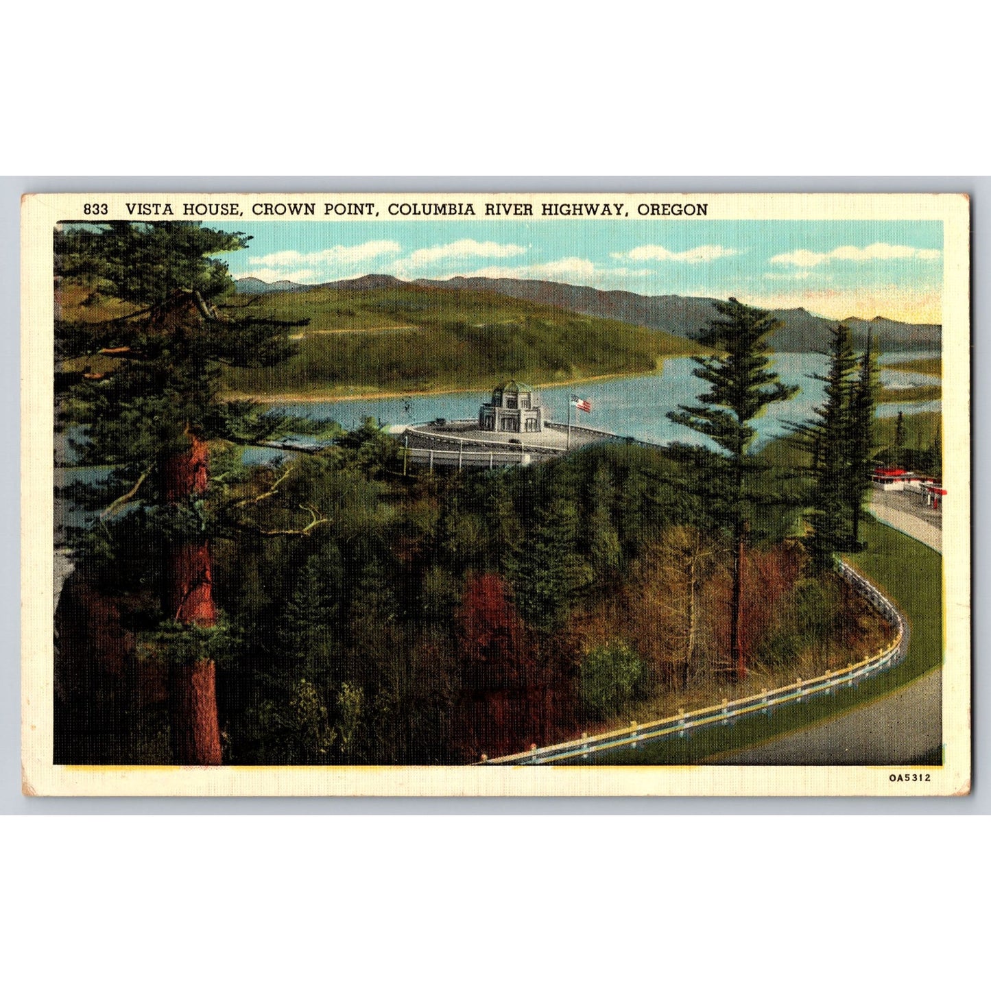 Corbett OR Oregon Vista House Crown Point Columbia River Highway 1920s Postcard