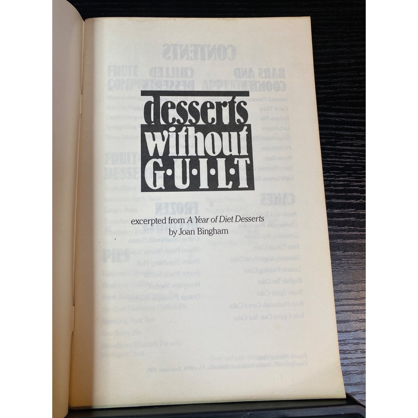 Desserts Without Guilt Softcover 1989 Cookbook Booklet Joan Bingham Rodale Press