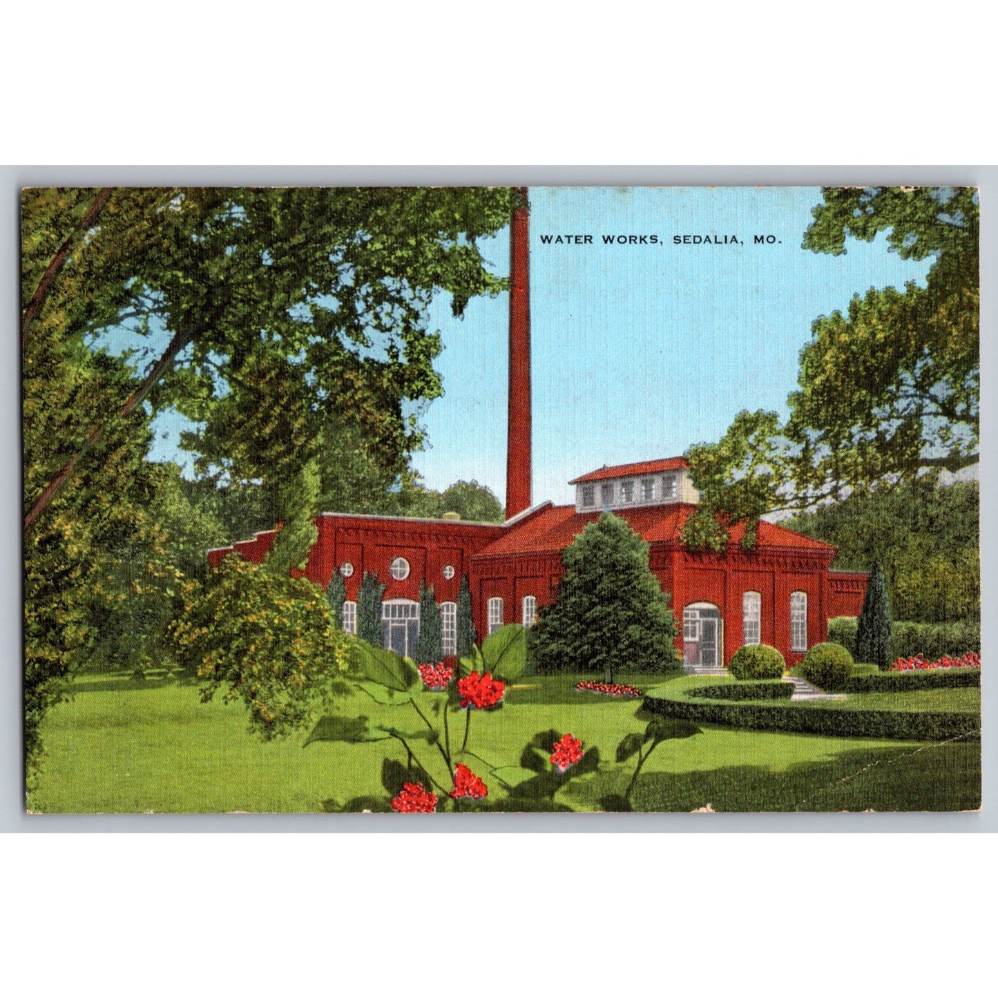 Sedalia MO Missouri Water Works 1940s Linen Postcard Unused