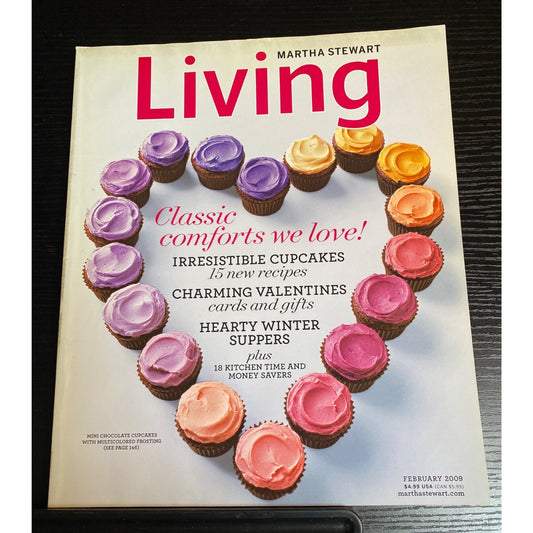 Martha Stewart Living Magazine #183 February 2009 Valentine Cupcakes Gifts Cards