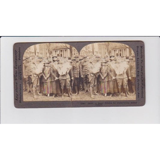 Happy Reunion for Soldier Fathers Stereoview Keystone View Co US Army 1910s WWI