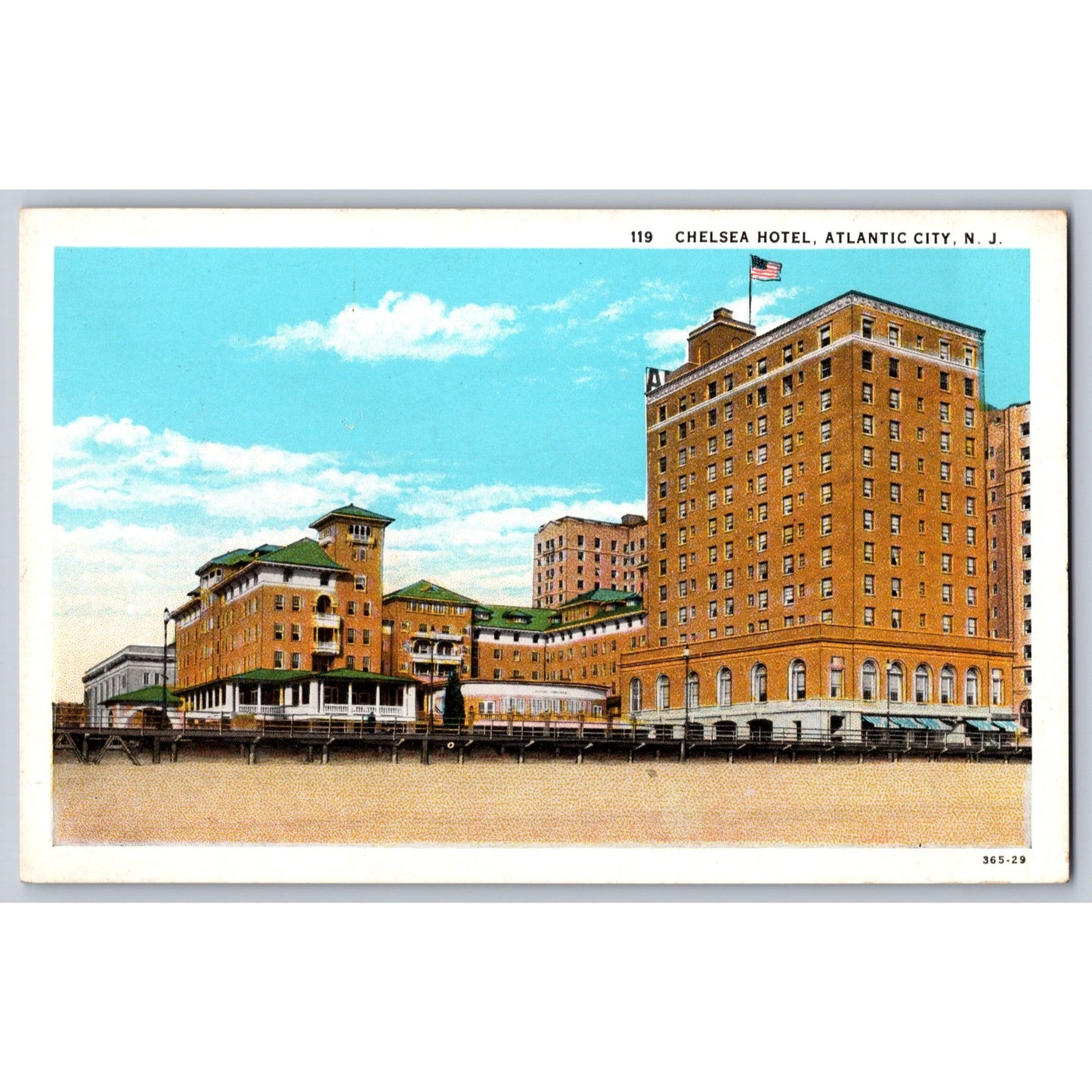 Atlantic City NJ New Jersey Chelsea Hotel White Border Postcard 1930s