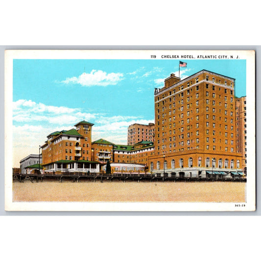 Atlantic City NJ New Jersey Chelsea Hotel White Border Postcard 1930s