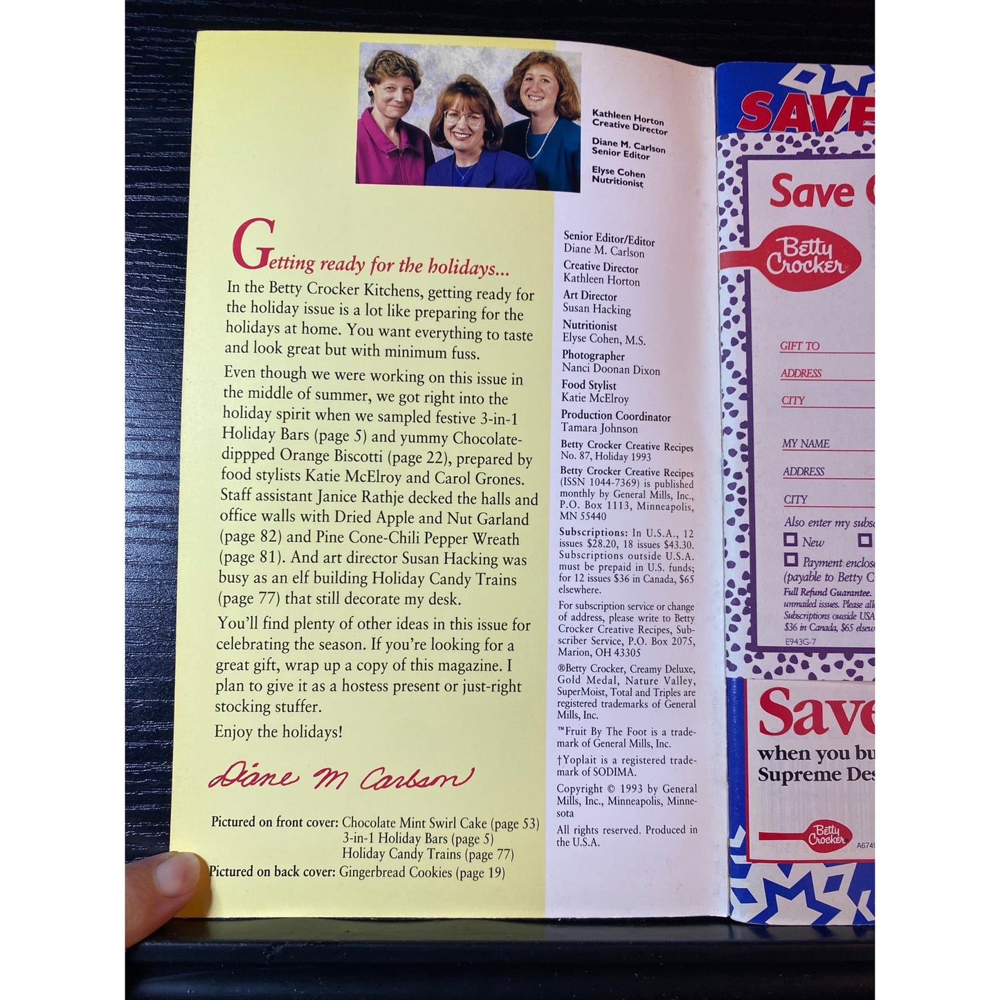 Betty Crocker Holidays Cookbook Booklet 1993 No 87 Over 100 Holiday Ideas
