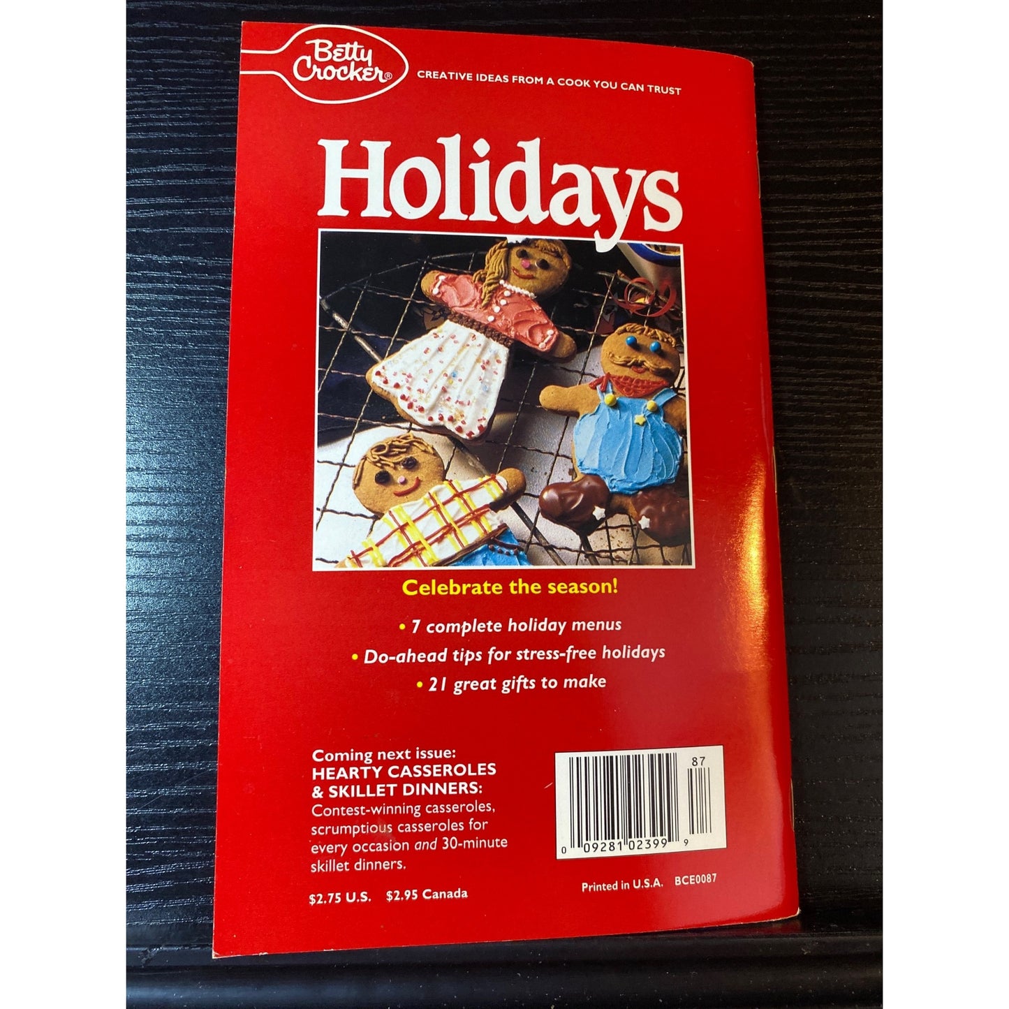 Betty Crocker Holidays Cookbook Booklet 1993 No 87 Over 100 Holiday Ideas