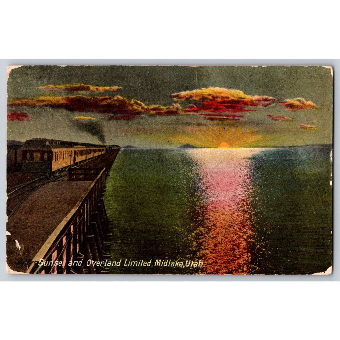 Postcard UT Utah Midlake Sunset & Overland Limited Train Railway Divided Back 1920s