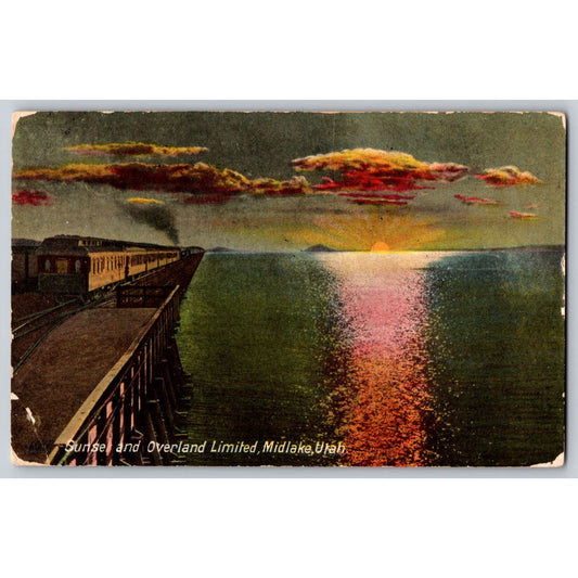 Postcard UT Utah Midlake Sunset & Overland Limited Train Railway Divided Back 1920s