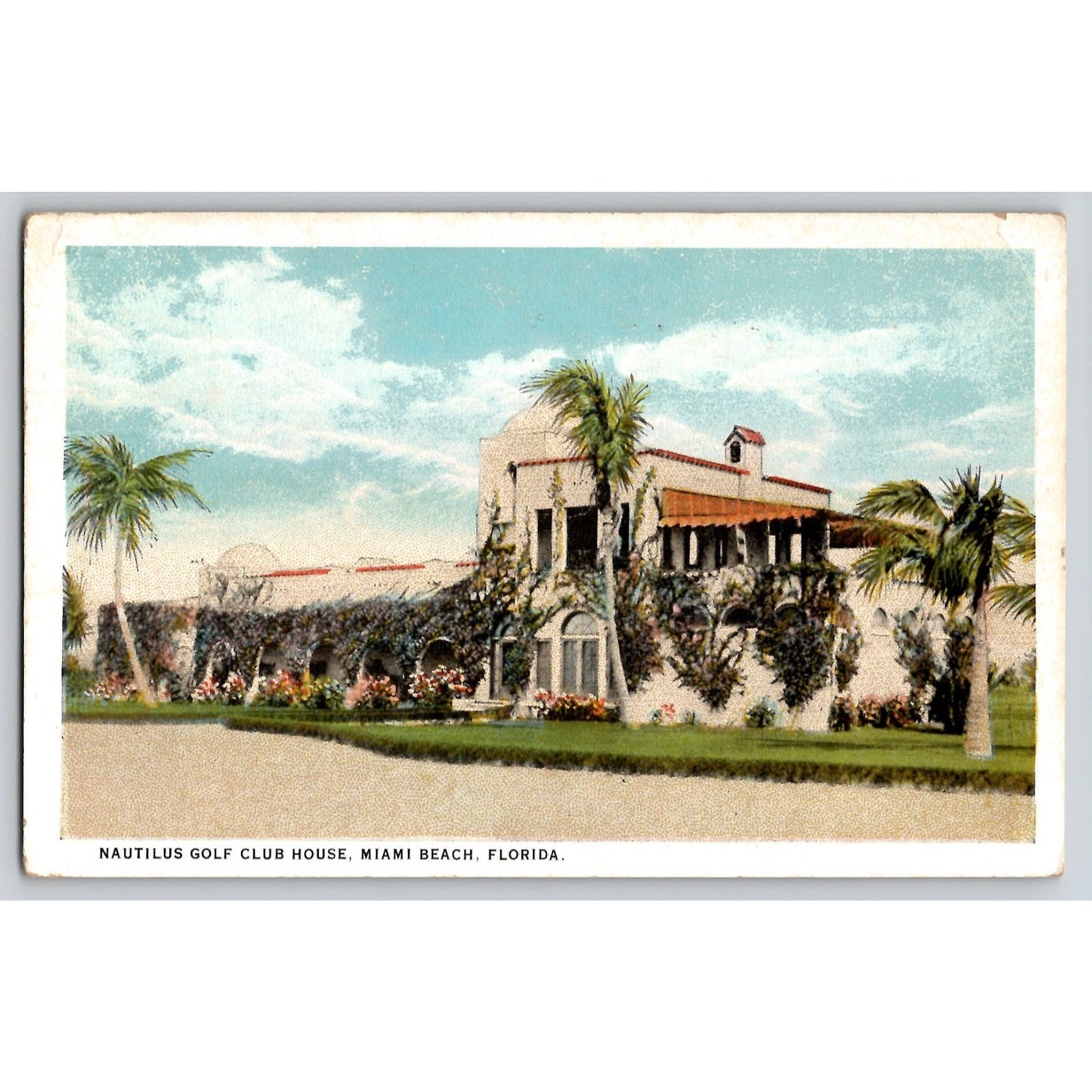 Miami Beach FL Florida Nautilus Golf Club 1925 White Border Postcard Used