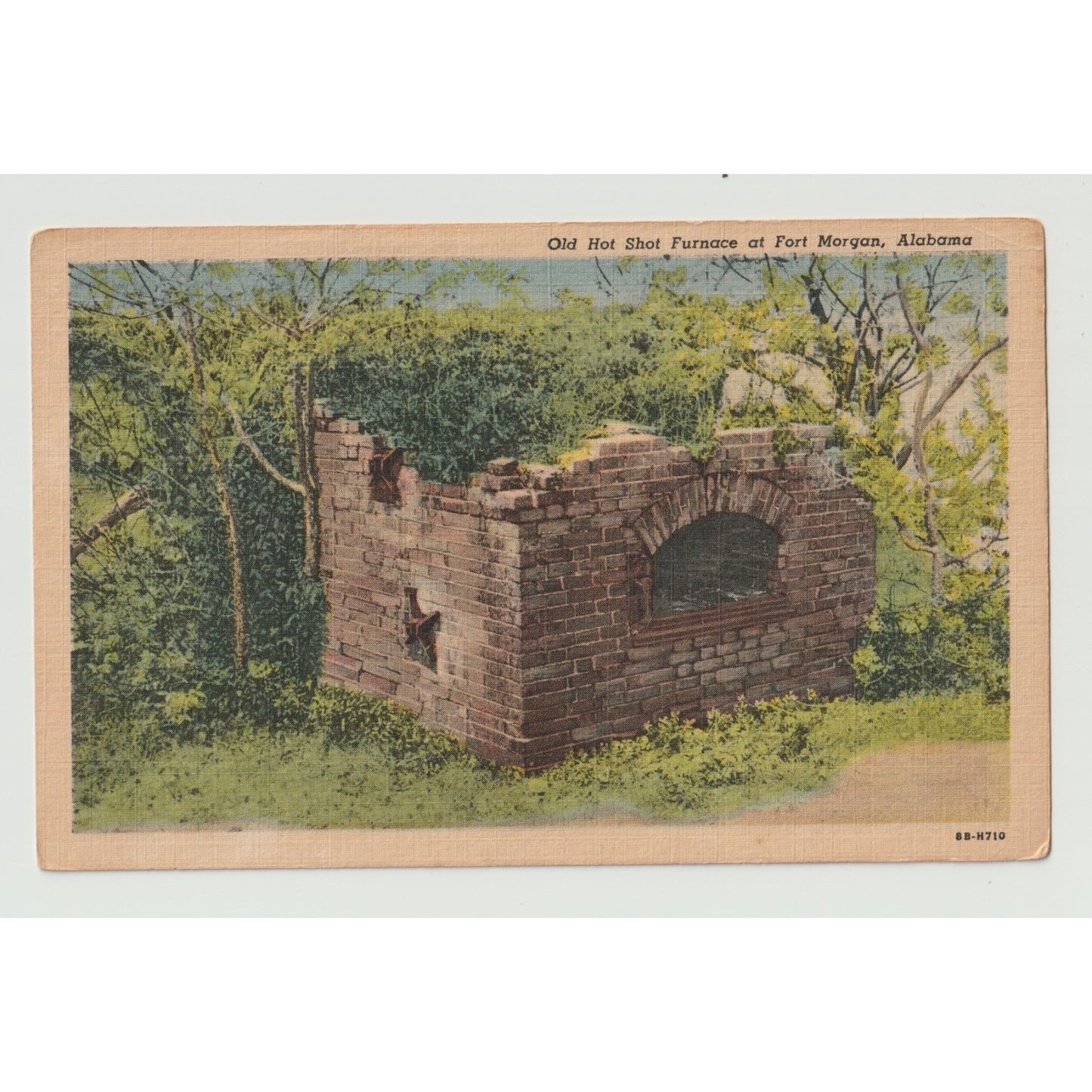 Fort Morgan AL Alabama Old Hot Shot Furnace White Border Postcard Unused