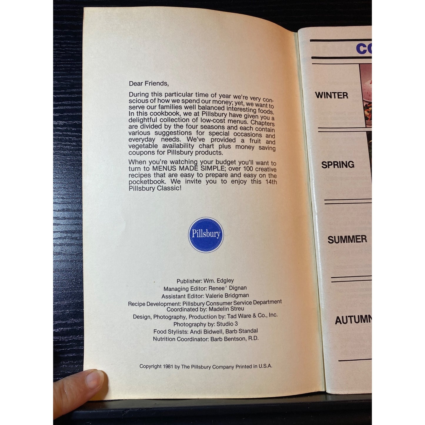 Pillsbury Menus Made Simple Cookbook Booklet 1981 Easy Budget-Friendly Cooking