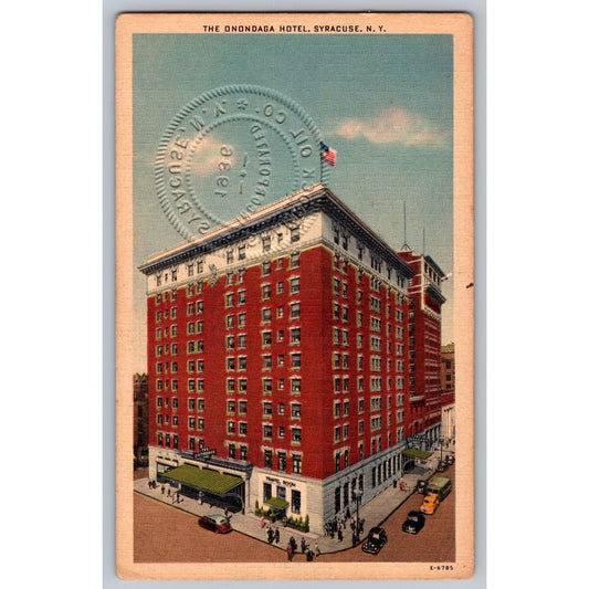 Syracuse NY New York Onondaga Hotel 1936 Linen Postcard Embossed Seal
