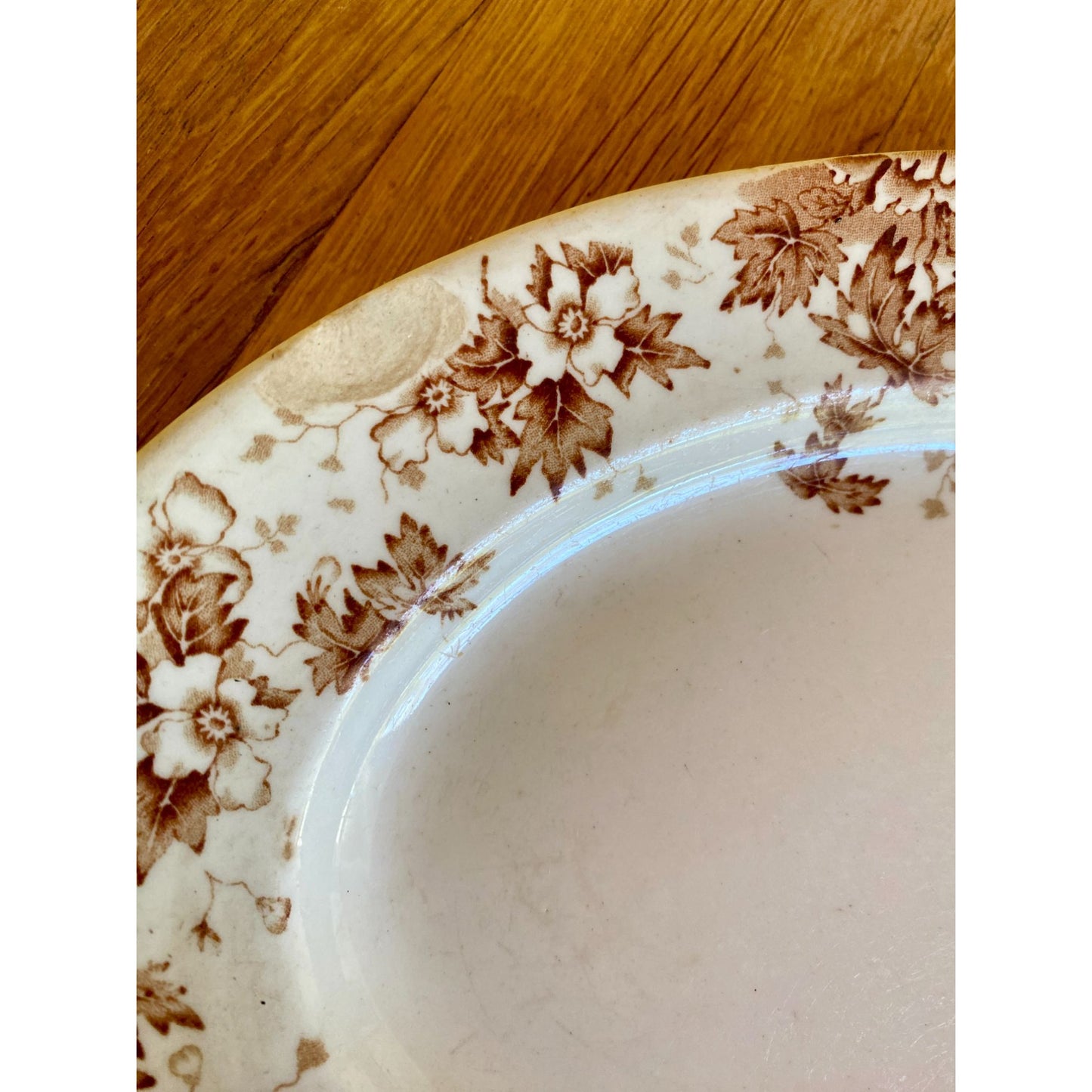 Brown Transferware Oval Platter John Maddock & Sons England Brown Floral Pattern Vintage