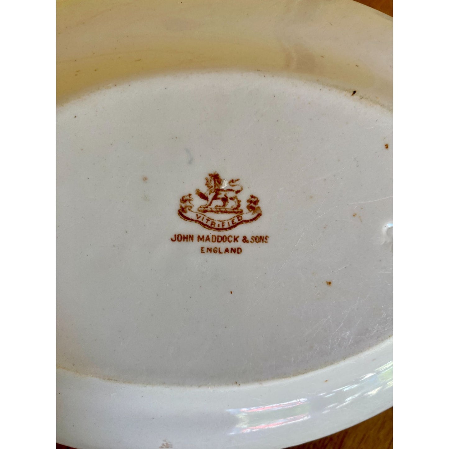 Brown Transferware Oval Platter John Maddock & Sons England Brown Floral Pattern Vintage