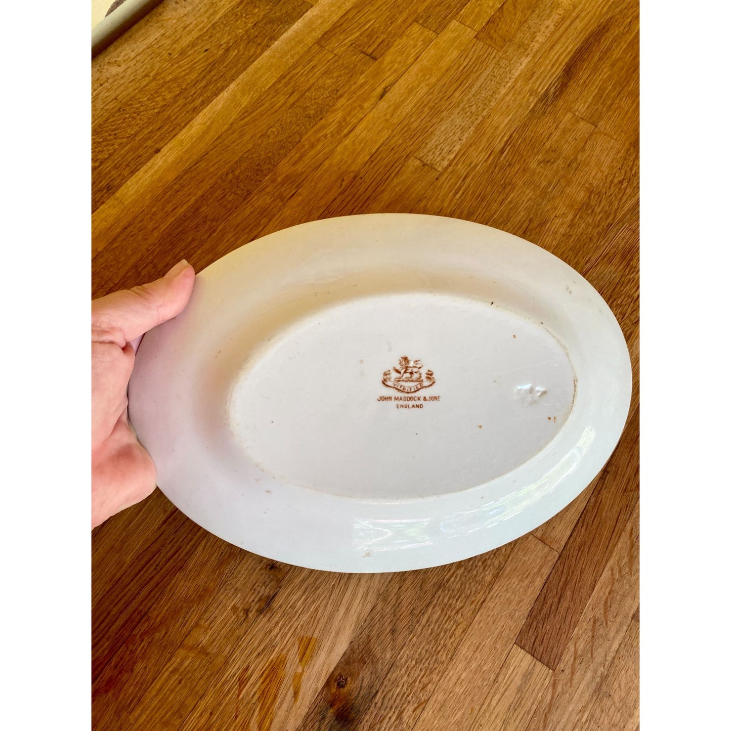 Brown Transferware Oval Platter John Maddock & Sons England Brown Floral Pattern Vintage