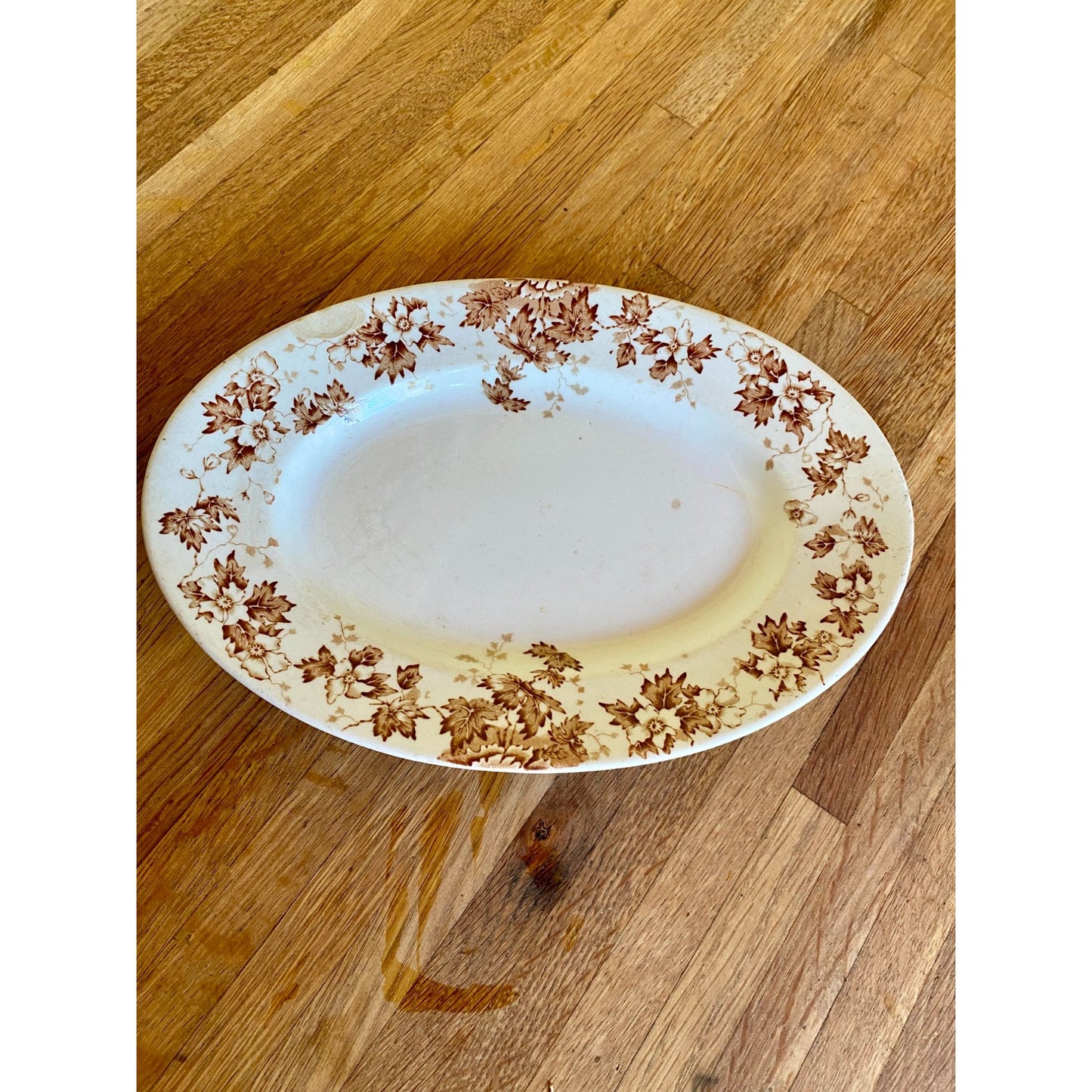 Brown Transferware Oval Platter John Maddock & Sons England Brown Floral Pattern Vintage