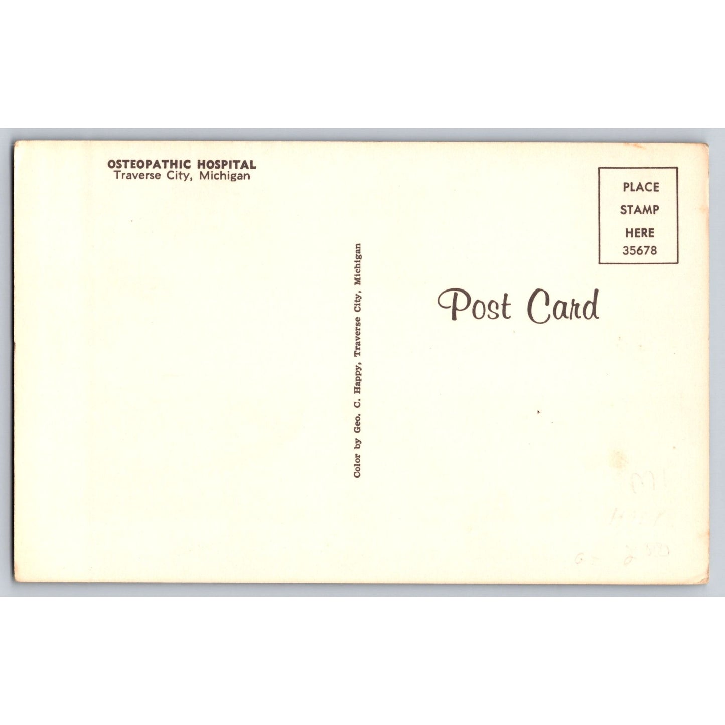 Traverse City MI Michigan Osteopathic Hospital Chrome Postcard Unused