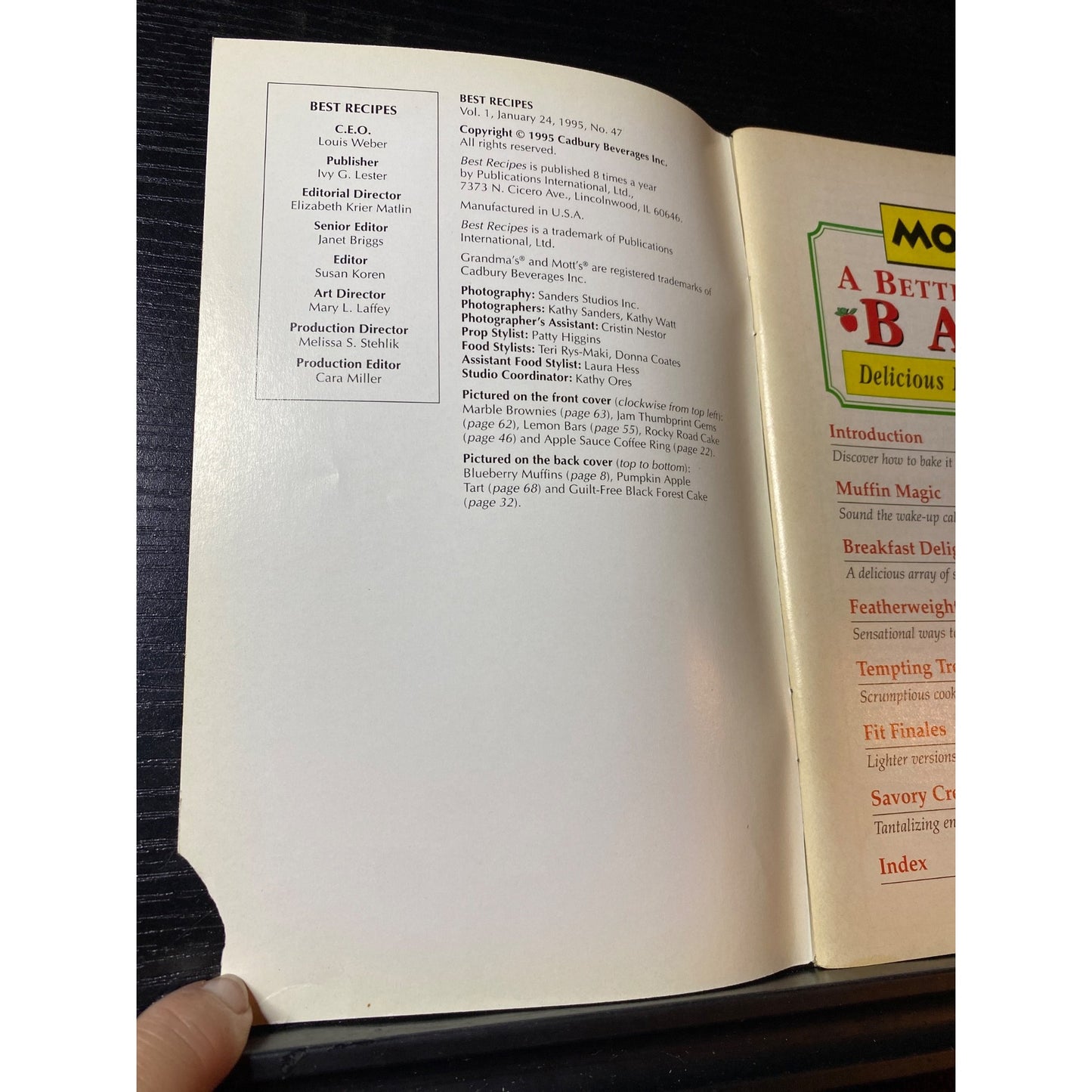 Motts A Better Way To Bake Delicious Low Fat Recipes Cookbook Booklet 1994