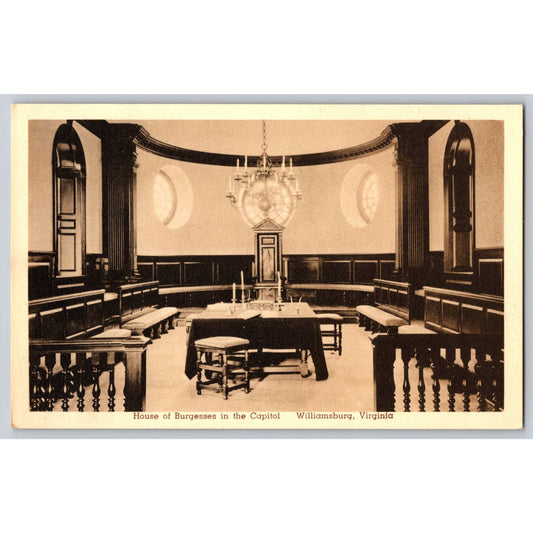 Williamsburg VA Virginia House Of Burgesses Colonial Unused Postcard