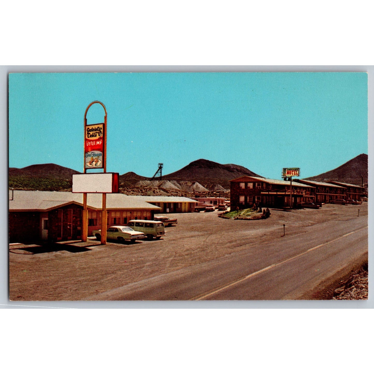 Tonopah NV Nevada Sundowner Motel Little Imp Gabriels Table Restaurant Postcard