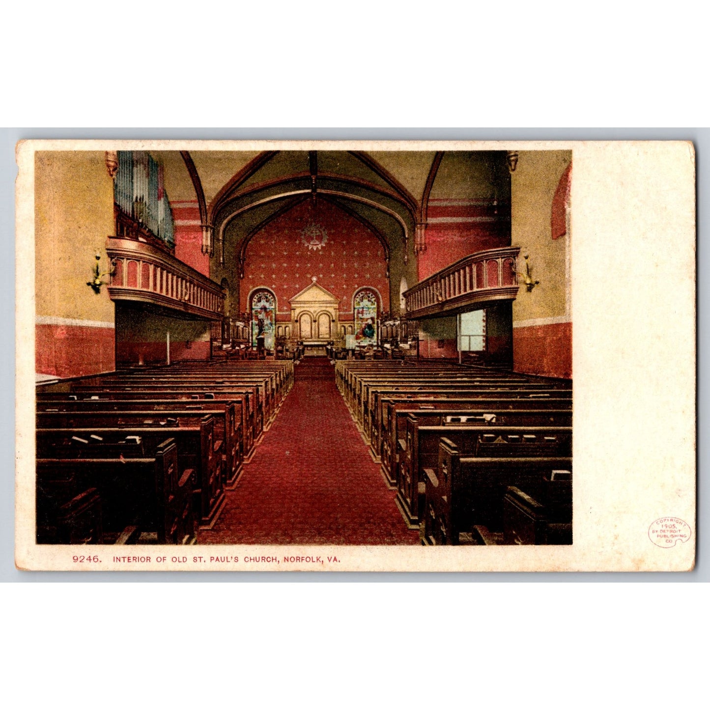 Norfolks VA Virginia Interior Of Old St Pauls Church Undivided Back Postcard