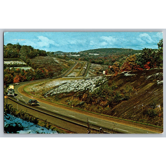PA Pennsylvania October Snow Keystone Shortway Interstate 80 Chrome Postcard