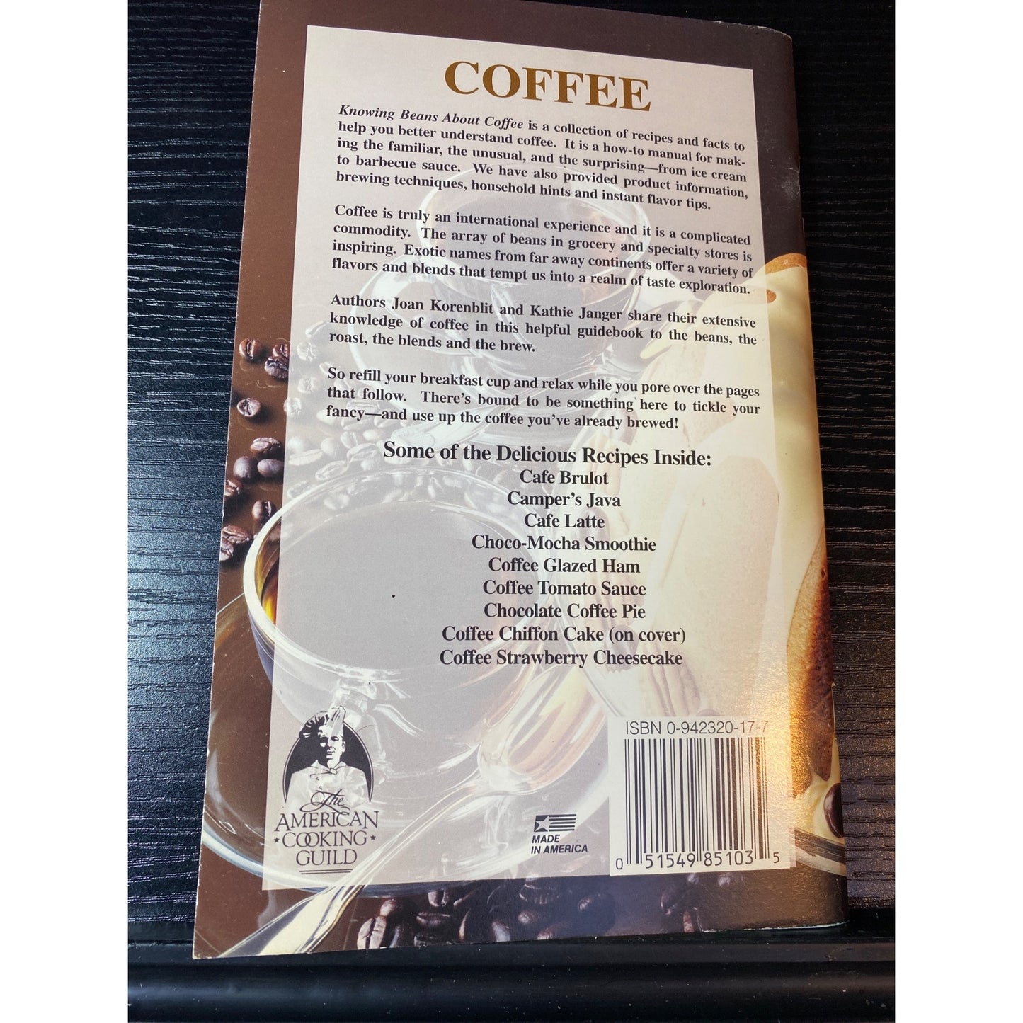 Knowing Beans About Coffee Recipe Cookbook Booklet  Joan Korenblit Kathie Janger