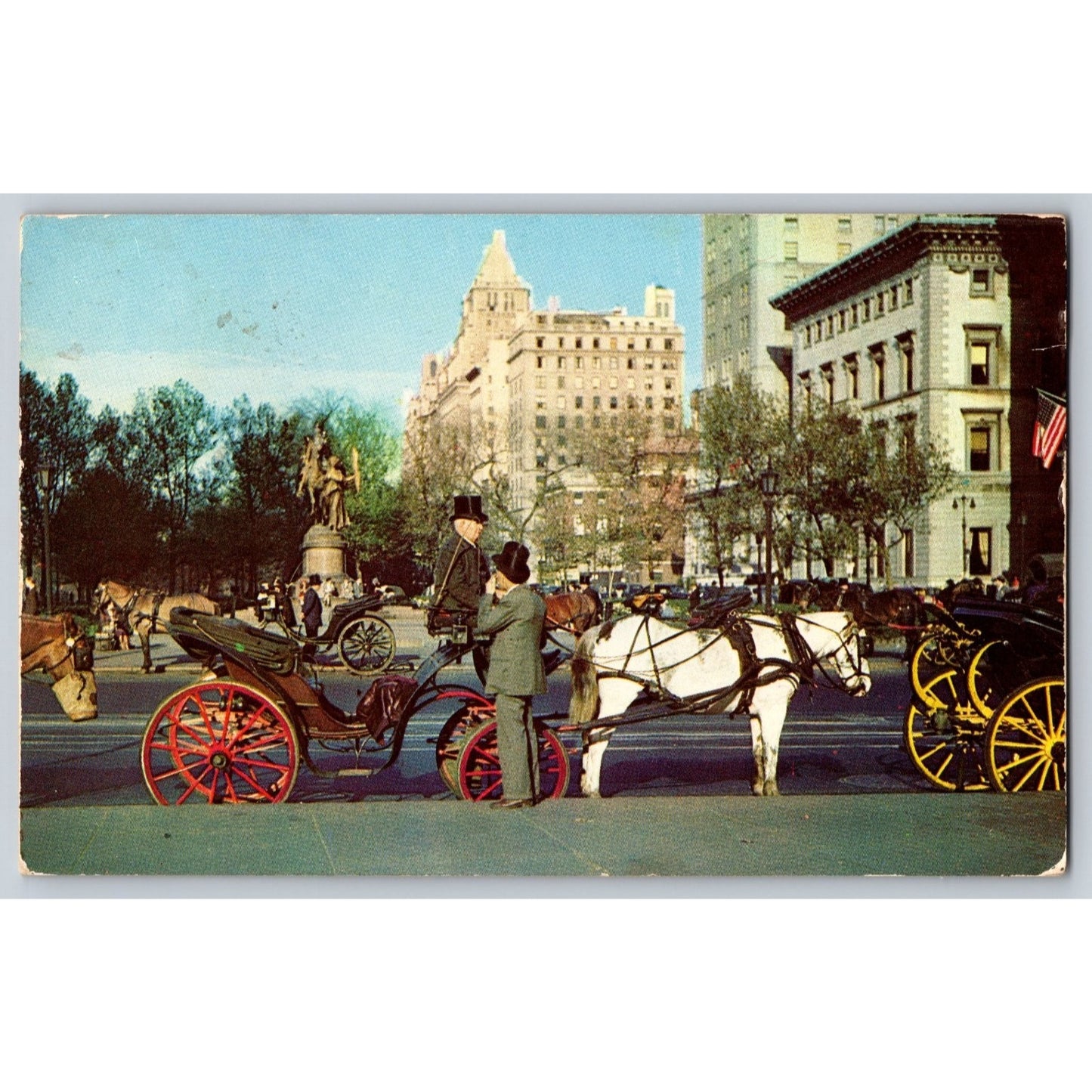 New York City NY New York Carriages on 59th Street Chrome Postcard Used