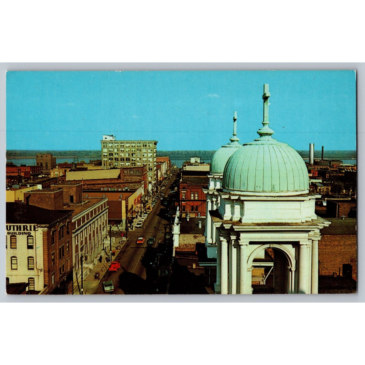 Paducah KY Kentucky Broadway View Domes Chrome Postcard Unused