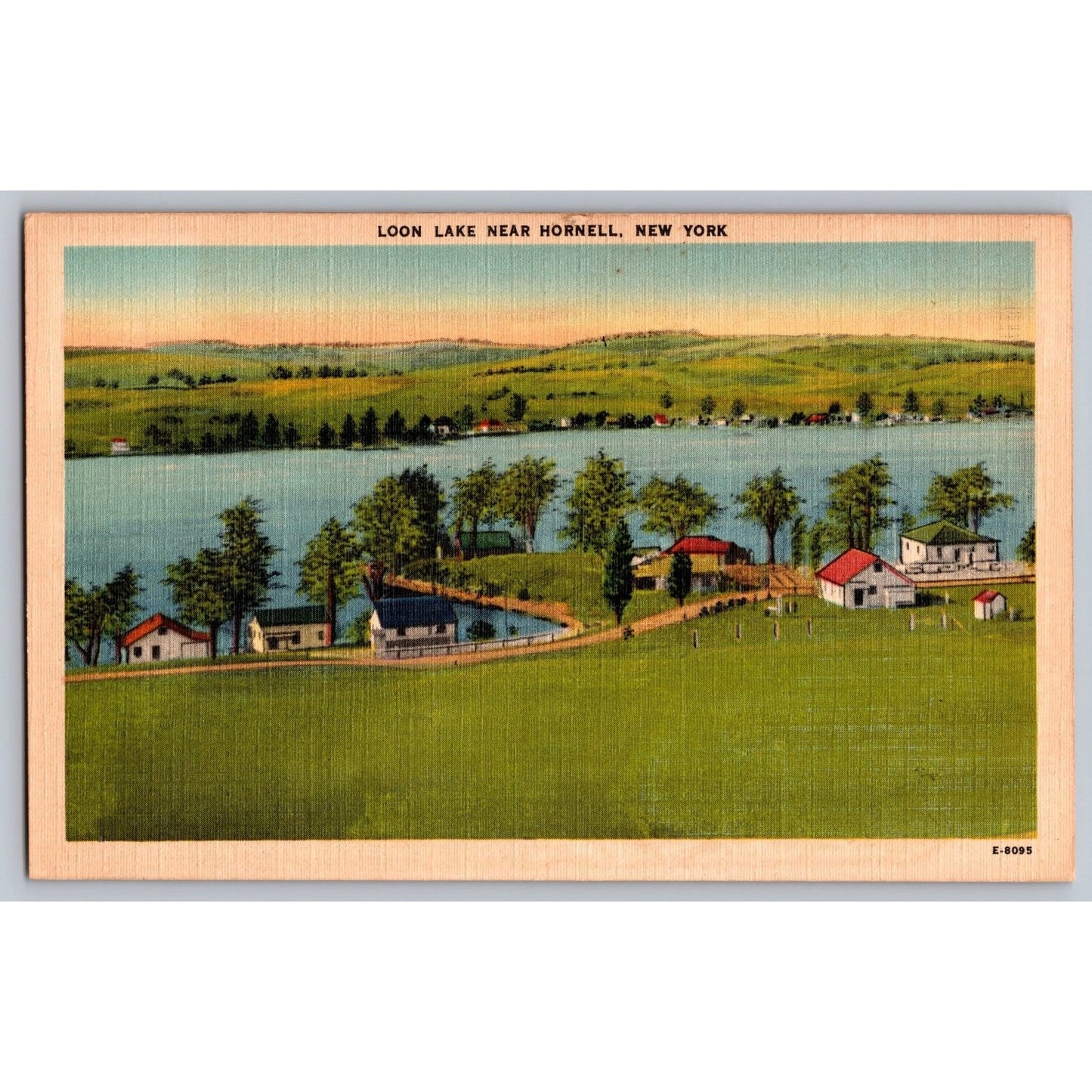 Loon Lake Near Hornell New York NY Scenic View White Border Postcard Unused