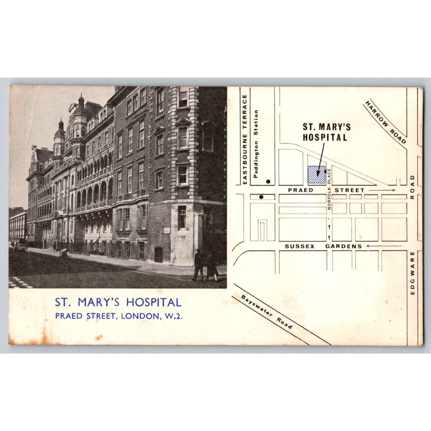 London England St Marys Hospital Ladies Association Praed St 1950s Postcard