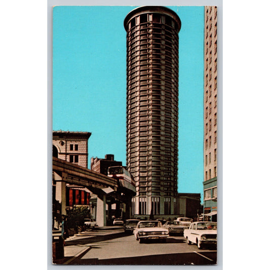 Seattle WA Washington Plaza Hotel Monorail & Tower Chrome Postcard Unused