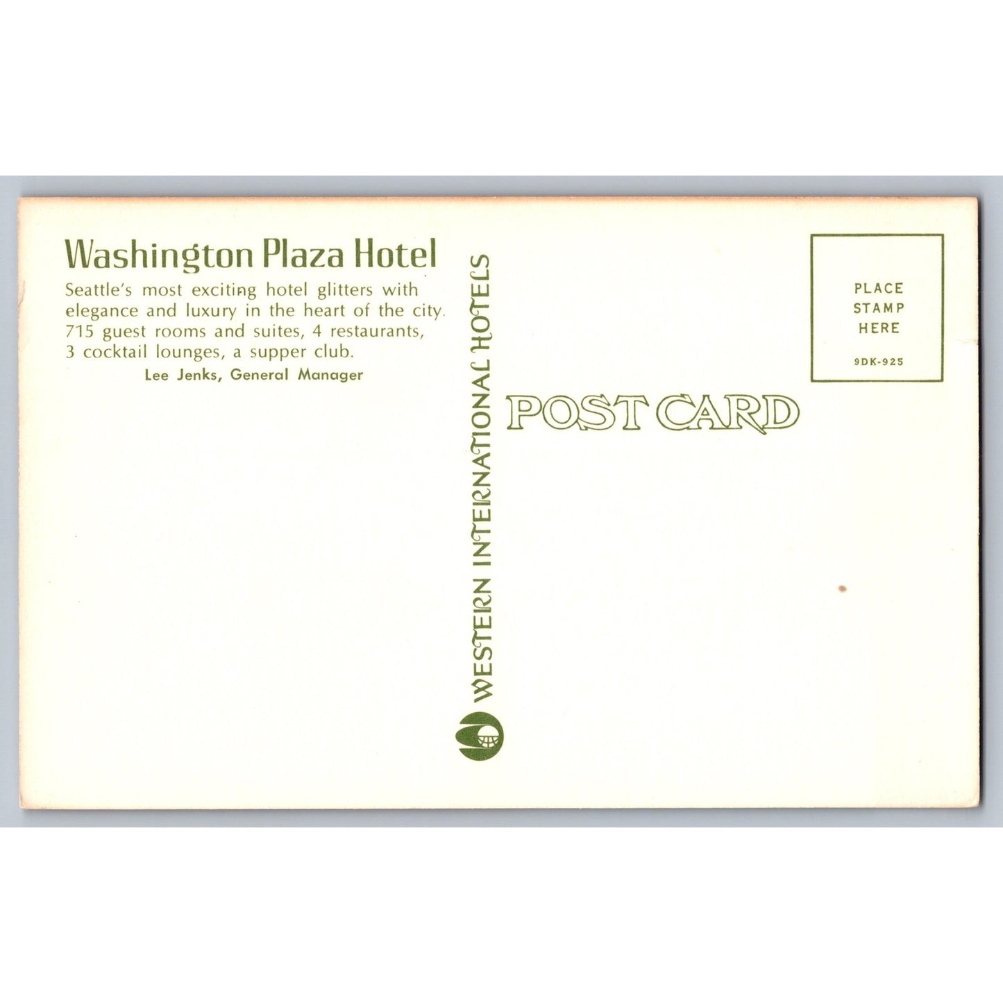 Seattle WA Washington Plaza Hotel Monorail & Tower Chrome Postcard Unused