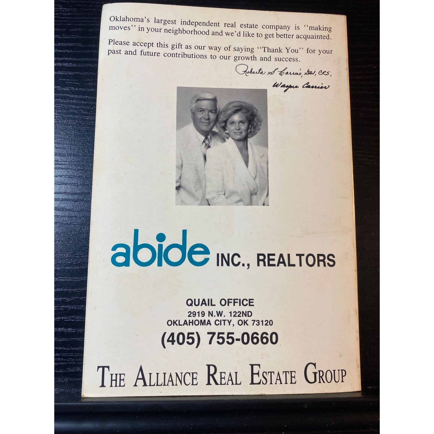 Abide Inc. Realtors "Tastefully Yours" Vintage Cookbook With Recipes From Family & Friends