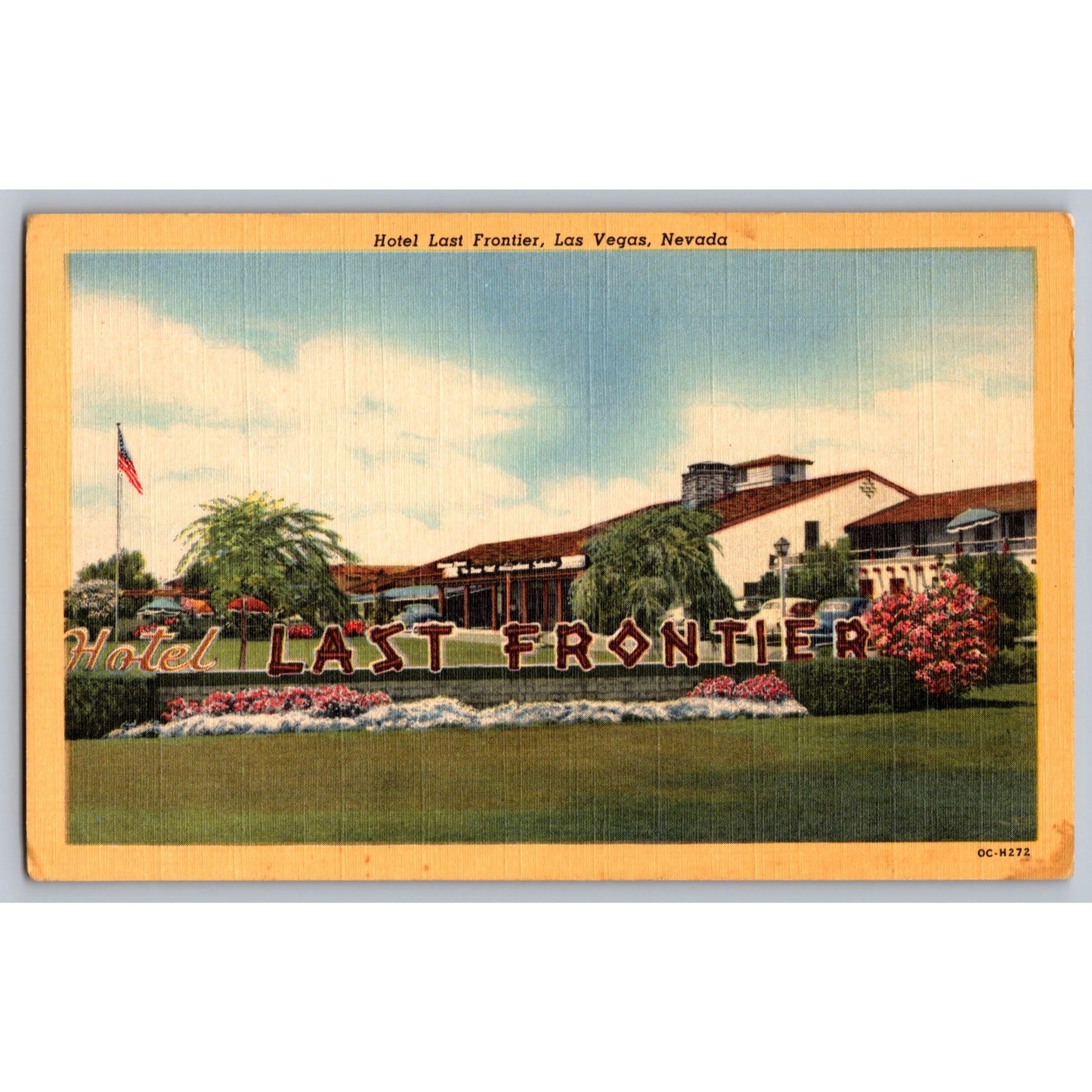 Las Vegas NV Nevada Hotel Last Frontier Linen Postcard 1940s Unused